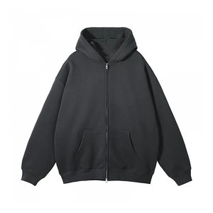 Invierno Fleeced Streetwear Liso Sudaderas con capucha de punto Logotipo personalizado Algodón Fleece Colorido Oversized Zip up Hoodie para hombres - Product Image 3