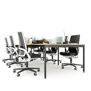 Mesa Modular Minimalista de 6 Piezas, 360x120cm, Madera Contrachapada Recubierta de Melamina con Patas de Hierro, Sistema Slean HBSL028 - Product Image 3