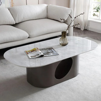 Table basse ovale blanche de conception de mode usine en gros maison salon table à thé de bureau en marbre
