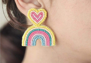 Boucles d'oreilles pendantes brodées de perles de rocaille, bijoux fantaisie faits main en Inde pour femmes et jeunes filles, multicolores, pour les fêtes - Product Image 4