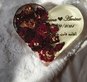 Tarjeta DE BODA musulmana de resina hecha a mano 2025 con marco de incrustaciones florales regalo especial de Navidad - Product Image 1