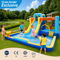 Oxford MOQ 50 Combo château gonflable et toboggan aquatique pour extérieur et jardin 495x390x205cm avec piscine et pistolet à eau