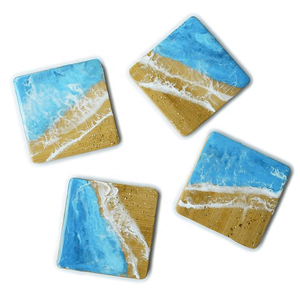 Buena calidad personalizado océano olas playa diseño decoración regalo artículo resina epoxi posavasos bebidas café té taza cuerno hueso artesanía hogar - Product Image 2