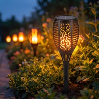 Lampe solaire à flamme étanche IP65 pour extérieur, jardin, allée, paysage, décorative, LED scintillante, torche rétro, ambiance, lampe de pelouse