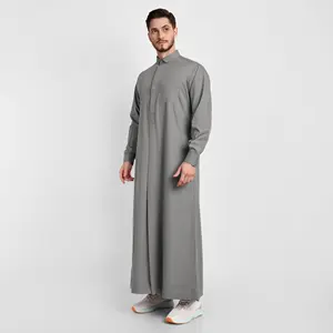 Thobe polyvalent pour hommes, gris sauge, avec poche frontale et latérale-L'élégance classique rencontre le style de tous les jours