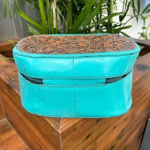 Handcrafted Cowhide & Tooled Toiletry Travel Bags for Women Genuine Leather Cosmetic Pouch Unique Western-Style Makeup Organizer - Product Image 4