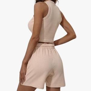 Summer Two Piece Outfits for <b>Women</b> Biker <b>Shorts</b> Sets Ladies Active Wear Tracksuits Solid Ladies Summer 2025 <b>Shorts</b> Suit Fitted - Product Image 2