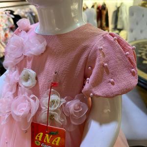 2024 nuevo diseño elegante estampado Floral patrón satén vestido y Diadema conjunto para niñas para la temporada de primavera - Product Image 4