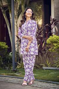 Hot Selling Spring and Summer Suitable <b>for</b> Women's Clothing Casual Cotton Printed Two-Piece Set Pure Cotton Co-Ord Set - Product Image 2