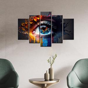 Decoración de lienzo con diseño de ojos: arte moderno con ilustración abstracta de ojos, paquete de 5 piezas: lienzo enrollado tipo galería - Product Image 1