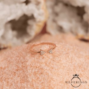 Bague tendance en argent sterling 925 plaqué or rose et or 18 carats avec zircon incrusté pour toutes les occasions - Product Image 2