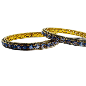 Brazalete de tanzanita Vintage chapado en oro 925, compromiso Natural, accesorio para fiesta de aniversario de boda, pulseras y brazaletes de diamantes - Product Image 1