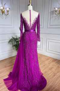 ชุดราตรีทรงเอไลน์ที่มีความยาวพื้นด้วยผ้าโพลีเมชประดับมุกและเลื่อมป้องกันไฟฟ้าสถิตย์สำหรับงานปาร์ตี้ - Product Image 2