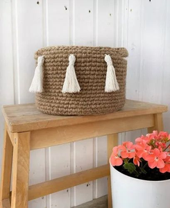 Cesta de regalo de yute tejida a mano de calidad superior, cesta decorativa multiusos de fibra Natural sostenible para regalar decoración del hogar - Product Image 3