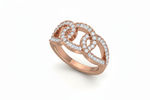 แหวนเพชรดีไซน์โมเดิร์นแบบบายพาสลูปสำหรับผู้หญิง - Product Image 4