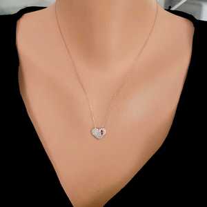 Pendentif Cœur en Argent Sterling 925 avec Pierre Blanche Sertie en Bezel, Charme Religieux en Or Rose, Bijou en Platine, Matière Principale - Product Image 3