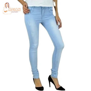 Pantalones vaqueros ajustados personalizados de alta calidad para mujer, pantalones vaqueros informales OEM a precio barato al por mayor, pantalones para mujer - Product Image 1