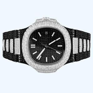 Reloj Hip Hop de Acero Inoxidable Sólido Negro con Diamantes Completos, Movimiento Automático, para Hombre, Joyería de Moda - Product Image 2