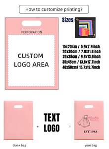 カスタムロゴプリントピンク折りたたみ可能プラスチックショッピングバッグダイカットハンドル付きブティック小売包装スーパーマーケット用 - Product Image 6