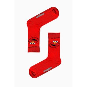 Colorful Knitted <b>Socks</b> with Red Cookie Monster Pattern High Ankle Design - Product Image 1
