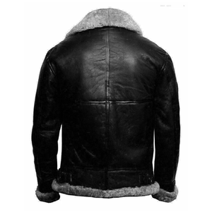 Premium Quality Real <b>Shearling</b> Sheepskin Leather <b>Bomber</b> <b>Jacket</b> Flying Coat For Men - Product Image 5