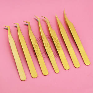 Vente chaude Incurvé Classique 45 90 Degrés Pointe Pince À Épiler Volume Lune Forme Pince À Épiler Or Extension De Cils Pince À Épiler - Product Image 1