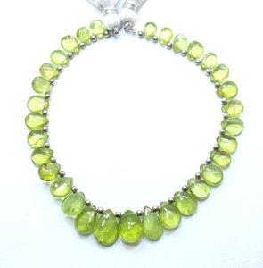 Cuentas naturales con forma de pera verde Peridoto, tamaños lisos de 6x5mm a 11, 5x8mm, proveedor de cuentas al por mayor de 7 pulgadas - Product Image 1