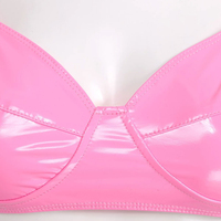 Sujetador de cuero sexy para mujer, estilo triángulo, sin aros, con espalda cruzada, encaje brillante de PVC lacado, lencería para discoteca