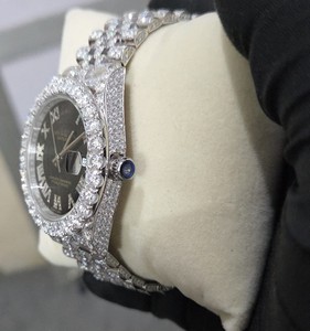 Reloj de Lujo para Hombre, Automático, de Acero Inoxidable, con Cristal de Moissanita VVS1 de Corte Brillante, Estilo Hip Hop, Analógico, con Fecha Automática - Product Image 3