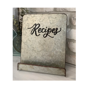 Galvanized Metal Iron Cookbook Holder Decorative Adjustable Cookbook <b>Storage</b> Rack and Holder for <b>Tabletop</b> - Product Image 3