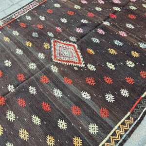 พรมขนาด 6.1x9.1 ฟุต, พรมวินเทจตุรกี, พรมขนสัตว์คิลิมสีน้ำตาล - Product Image 5