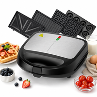 Machine à petit-déjeuner 4-en-1 multifonction antiadhésive avec plaques interchangeables pour sandwichs, gaufres et beignets – Idéale pour la cuisine domestique – Vente chaude