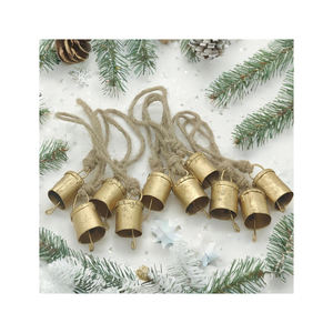 Cloches de vache en métal rustique vintage à succès |   Clochettes porte-bonheur faites à la main sur corde de jute |   Décoration de Noël pour la maison |   Décoration de ferme - Product Image 4