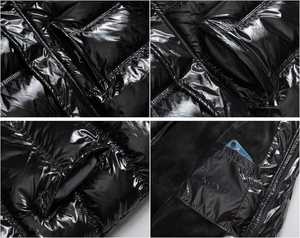 Veste matelassée légère à capuche pour homme, idéale pour la randonnée en extérieur, manteau d'hiver chaud, veste à bulles, gris marine et turquoise, vêtement d'extérieur rembourré et matelassé - Product Image 6