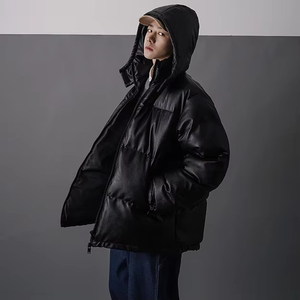 Veste d'hiver matelassée noire à capuche pour homme, style streetwear japonais, hip-hop, parka coréenne - Product Image 4