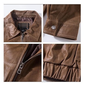Blouson aviateur en cuir véritable pour hommes veste décontractée automne hiver veste en cuir Offre Spéciale marron nouveauté PU grande taille - Product Image 4