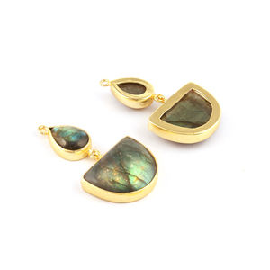 ที่มีคุณภาพดีหลายไฟลาบราดอไลท์ครึ่งวงกลมและลูกแพร์รูปร่าง Diy ต่างหูทำให้คู่เชื่อมต่อทองชุบเครื่องประดับเชื่อมต่อ - Product Image 4