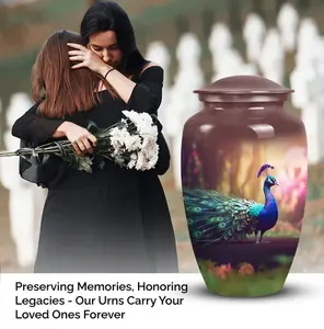 Urna Funeraria Con Diseño de Pavo Real en el Bosque Profundo, Urna Conmemorativa para Cenizas - Product Image 3