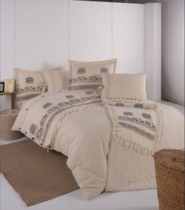 Hitite Pattern 200x220 Funda nórdica y 160x200 + 30 Juego de sábanas bajeras 4 Fundas De Almohada-Ropa de cama de algodón de 6 piezas para uso doméstico o de boda - Product Image 2