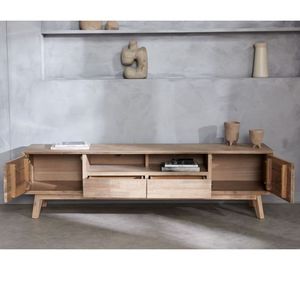 Armoire de rangement de salle à manger personnalisée pour buffet de restaurant minimaliste de luxe en bois de teck massif de haute qualité - Product Image 1