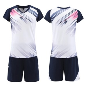 Conjunto de manga corta para mujer, uniforme de voleibol, camisa con cuello en V, pantalones cortos con bolsillos dobles, traje de entrenamiento a juego, ropa deportiva femenina - Product Image 1