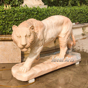 Ideal artes mão esculpida pedra mármore tigre estátua grande escultura Animal para a decoração do jardim ao ar livre - Product Image 1