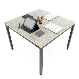 Uconcept HBUC056 100x100cm Minimalist Modern <b>Office</b> Furniture Plywood Conference <b>Table</b> Melamine Coating Iron Legs for Hotels - Product Image 1