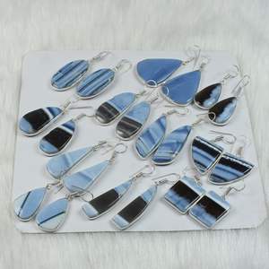 Designer Women's <b>Blue</b> <b>Opal</b> <b>Earrings</b> Natural Gemstone Dangle Drop Jewelry for Weddings Direct Supply from Artist - Product Image 5