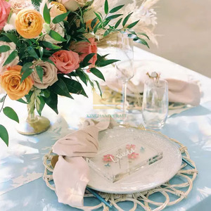 For Kitchen Restaurant Wedding Vietnam <b>Round</b> Whitewash <b>Placemat</b> Rattan Handwicker <b>Placemat</b> - Product Image 2