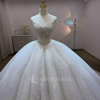 Robe de mariée de luxe Jancember JJ124, robe de mariée scintillante, robe de bal à col haut, vestido de novia, mariage en cathédrale