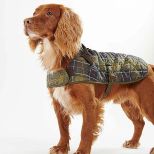 Manteau pour chien en tartan matelassé classique au design personnalisé Collier avec cordon et doublure en coton doux Sangle réglable sous le corps - Product Image 3