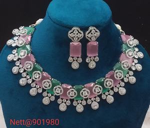 Exclusivo conjunto de joyas de diamantes americanos para mujer, collar y pendientes brillantes, accesorio perfecto para funciones Y REUNIONES - Product Image 6