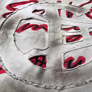 Sudadera con capucha retro con bordado antiguo personalizado para hombre calcomanía de parche personalizada cosida Unisex estilo callejero de gran tamaño 100% Sudadera con capucha de algodón - Product Image 3