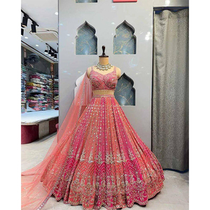 Bộ sưu tập Lehenga Choli cưới mới thiết kế cao cấp chất lượng tuyệt vời, chất liệu lưới mềm, giá rẻ. - Product Image 1